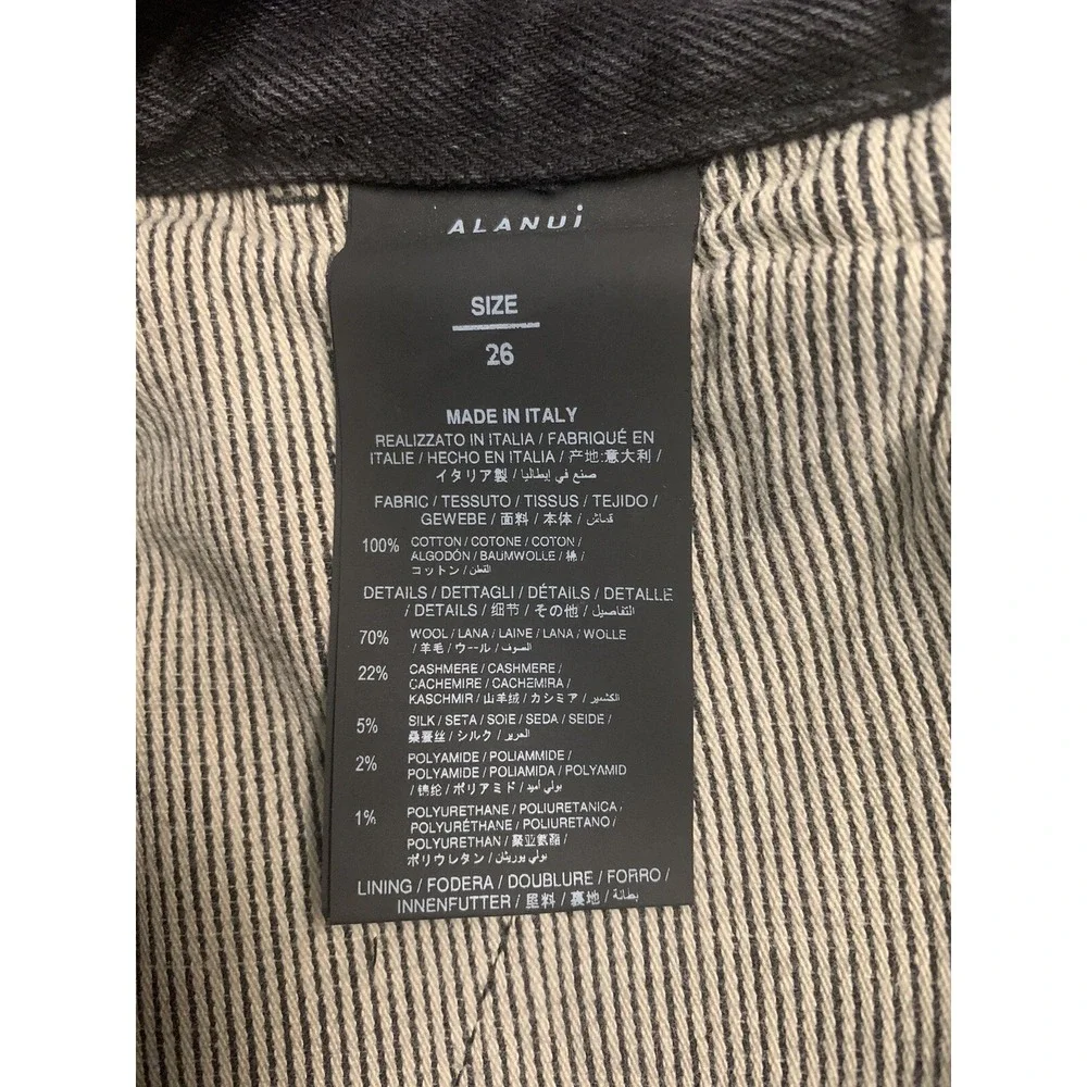 NWT Alanui Crochet Pockets Black Cargo Denim Gray Wash Jeans Size 26 x 30